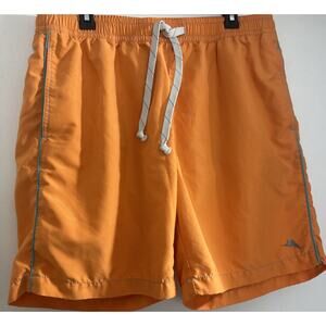 Tommy Bahama Relax Swim Shorts Men’s Orange Drawstring Lined Pockets Size Large